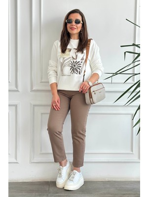 Yüksek Bel Likralı Mom Jean