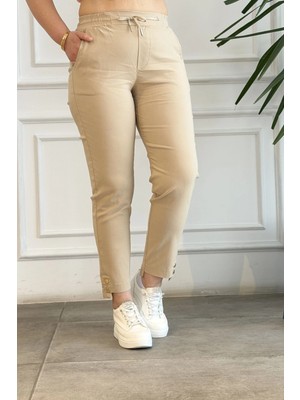 Beli Lastikli Paçası Asimetrik Pantolon