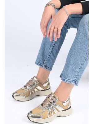 Bestello Bağcıklı Termo Taban Tekstil Hakiki Deri Sneaker 338-7106 Kadın Ayakkabı
