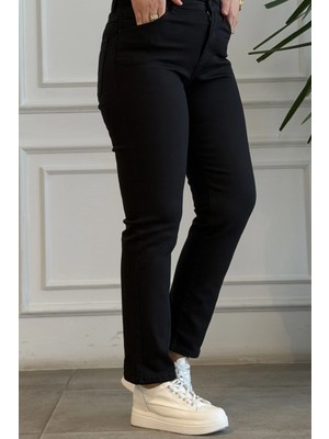 Yüksek Bel Likralı Mom Jean