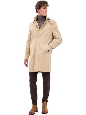 Echol Erkek Standart Fit Kapüşonlu Uzun Mont