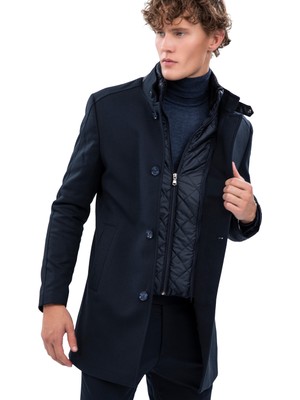 Echol Erkek Standart Fit Ürk Yaka 4 Düğme Kaban