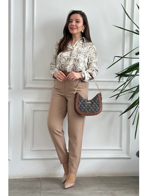 Kendinden Kemerli Havuç Paça Pantolon