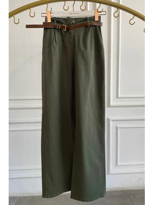 Beli Lastikli Kemerli Bol Paça Pantolon