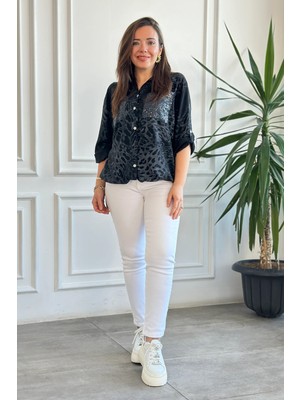 Yüksek Bel Likralı Mom Jean