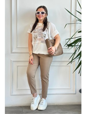 Duble Paça Beli Lastikli Pantolon