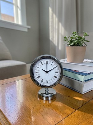 Çetiner Group Krom Motifli 25 x 20 cm Metal Masa Saati