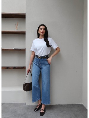 Esra Helvacı Kemerli Geniş Paça Jean
