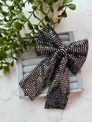 Cicis Accessories Pullu Payetli Siyah Füme Fiyonk Toka