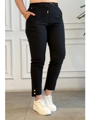 Beli Lastikli Paçası Asimetrik Pantolon