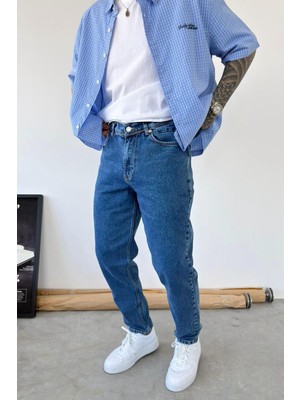 HAFKA Mavi Basic Boyfriend Pantolon