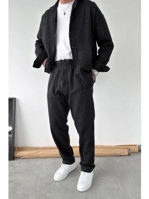 HAFKA Siyah Yıkamalı Baggy Pantolon
