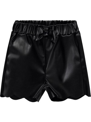 Civil Baby Fiyonklu Deri 6-18 Ay Şort - Siyah 9-12 Ay