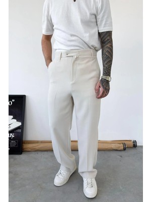 HAFKA Bej Dokulu Basic Kumaş Pantolon