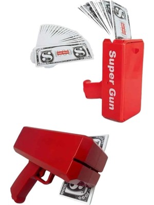 Marsilyan Para Saçma Tabancası Kırmızı Para Fırlatma Oyuncağı Parti Eğlencesi