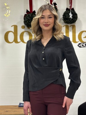 Ayhan Önü Detaylı,broşlu,düğmeli,katlamalı Kol Gömlek