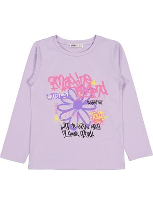 Civil Girls Çiçek Baskılı 6-9 Yaş Sweatshirt - Lila