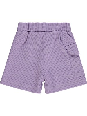 Civil Baby Kız Bebek Düz Cepli Lila Şort 6-9 Ay Basic Fit Rahat Kesim Özellikli