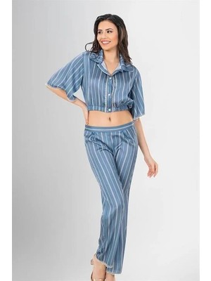 Marsilyan  2'li Desenli Saten Pijama Takımı