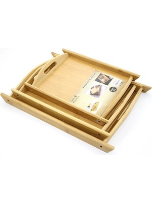 Marsilyan 3'lü Bambu Tepsi Model 1