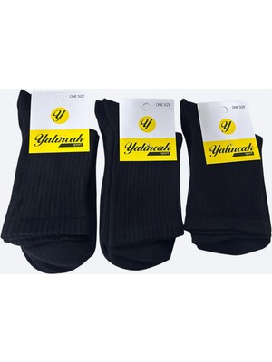 Marsilyan Yalıncak Yarım Konç Kolej Çorap Siyah Renk 12 Adet Desensiz Model