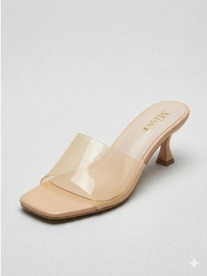 Miss F INT1223Y073 3fx Bej Kadın Kısa Topuklu Terlik