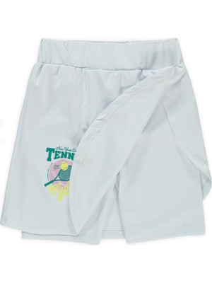 Civil Girls Tenis Baskılı 6-9 Yaş Şort - Beyaz 7-8 Yaş