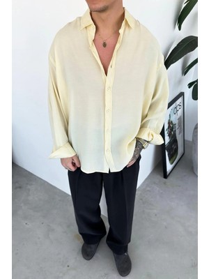 HAFKA Krem Basic Oversize Modal Gömlek