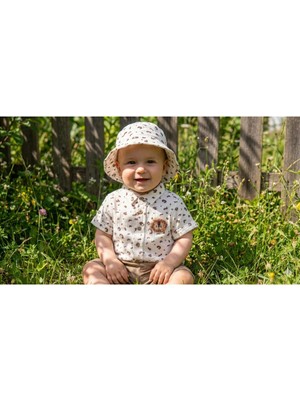 Lenna Baby Safari Şapkalı Gömlek Müslin 3'lü Takım Leopar Desenli Müslin Gömlek