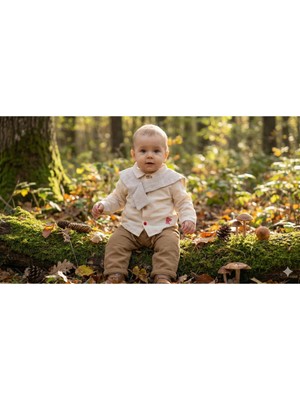 Lenna Baby Organik Omuz Aksesuarlı Mantar Nakışlı Müslin Gömlek 3’lü Erkek Bebek Takım🍄