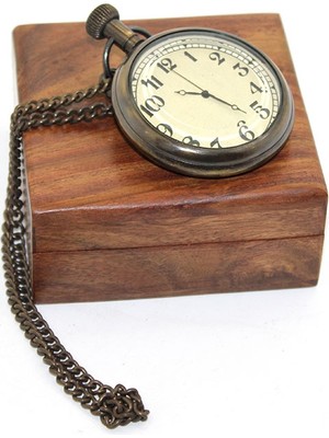 Tekinhediyelik Ahşap Kutulu Pirinç Köstekli Saat 16155