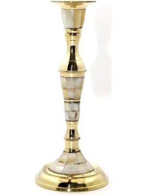 Marsilyan Tekli Pirinç Sedefli Şamdan Model 1