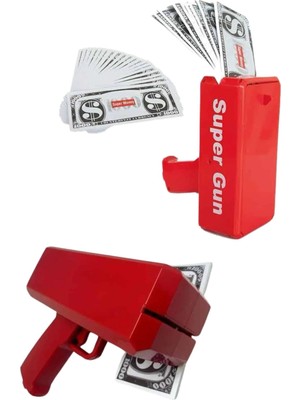 Marsilyan Para Saçma Tabancası Kırmızı Para Fırlatma Oyuncağı Parti Eğlencesi