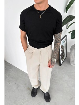 HAFKA Siyah Parça Dokulu Triko Tişört