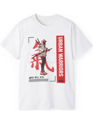 Tişört Kodu Urban Warriors Kadın Tişört – Anime Streetwear Grafik Baskılı Regular Fit Tişört