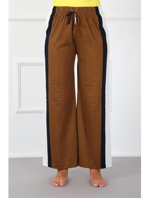 Bayan Penye Bol Paça Pantolon Sütlü Kahve