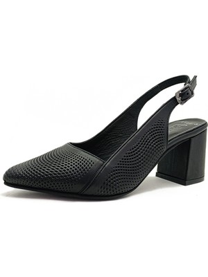 Gdt Ayakkabı Hakiki Deri Mat Siyah Renk Kalın Topuk 35-36-37-38-39-40-41 Numara Kadın Topuklu Ayakkabı