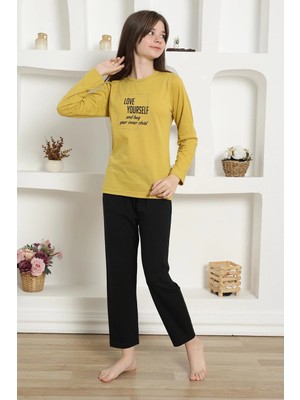 Kız Çocuk Penye Pijama Takım Sarı