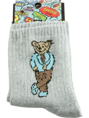 Zero Land Techmrt Ayıcık Kolej Çorap 8*28 - Gri