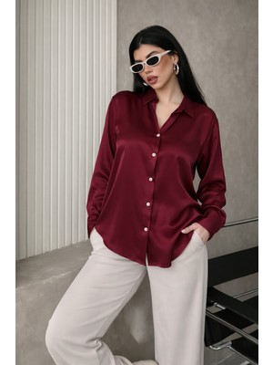 Dima Kadın Uzun Kollu Saten Gömlek