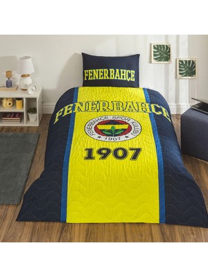 Taç Lisanslı Kapitoneli -Fenerbahçe Kanarya- Lastikli Çarşaflı Tek Kişilik 4 Mevsim Nevresim Takımı