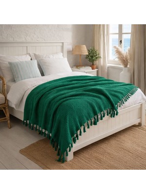 Ces Home Yeşil Kendinden Desenli %100 Pamuk Çift Kişilik Pike/yatak Örtüsü 210*230 cm