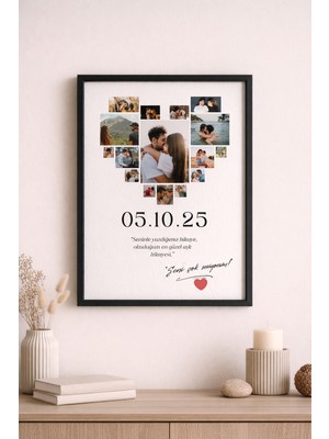 Atelier Baskı Sevgiliye Özel Kalp Kolajlı Fotoğraf Baskı (A4 Boyut - Çerçevesiz)