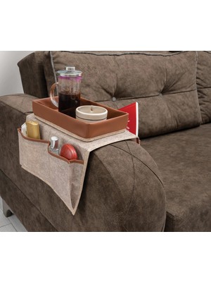 Marsilyan Çok Amaçlı Deri Şeritli Cepli Koltuk Kenarı Düzenleyici 03938