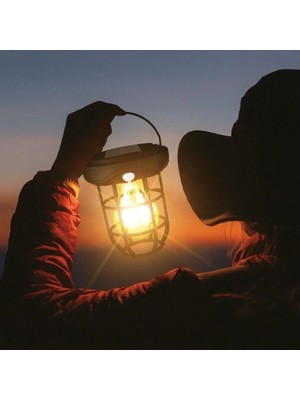 MiraLive Yumurcak Shop® Solar Kamp Feneri – Güneş Enerjili, Otomatik Şarj ve Gece Işığı, Taşınabi