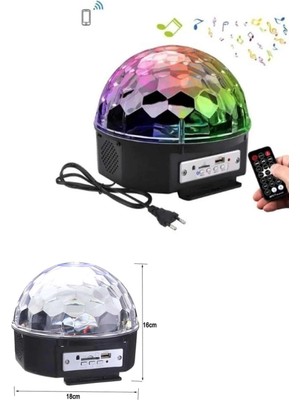 MiraLive LED Işık Disko Topu Bluetooth Hoparlörlü USB Müzik Çalar Kumandalı