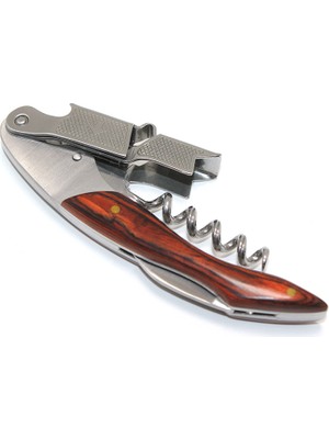 MiraLive Ahşap Saplı Profesyonel Çelik Tirbuşon ve Çok Fonksiyonlu Şarap Açacağı