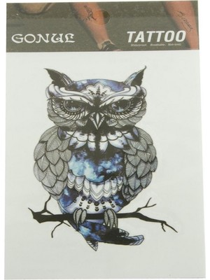 Zero Land Techmrt Baykuş Tattoo Dövme Sticker - Beyaz