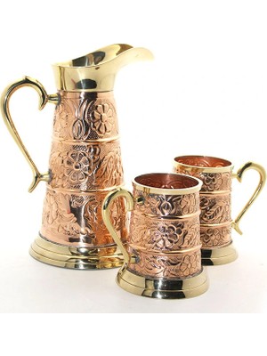 Acstore Pirinç 2 Bardaklı Sürahi Seti