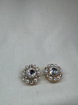 Ortası Iri Taşlı Incili Cufflink (Düğme Broşu)